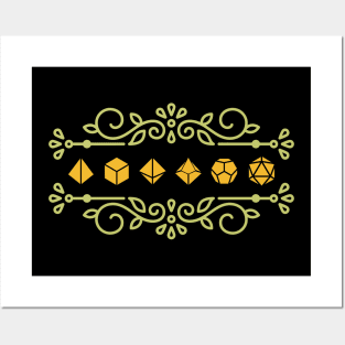 Cute Floral Plants Yellow Polyhedral Dice Set Posters and Art